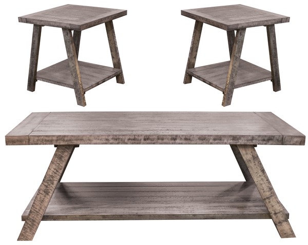 Awf Imports - Cloud Gray Cocktail & 2 End Tables