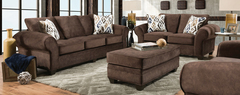 American Furniture Manufacturing - Athena Brown Stationary Sofa and Loveseat Set