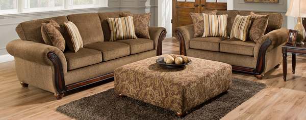 American Furniture Manufacturing - Cornell Chestnut Stationary Sofa and Loveseat Set