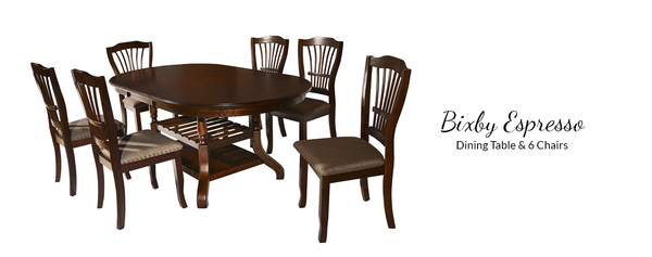 Awf Imports - Bixby Espresso Dining Table, 6 Chairs