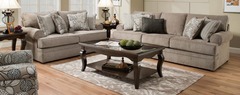 Simmons - Macy Pewter Stationary Sofa and Loveseat Set