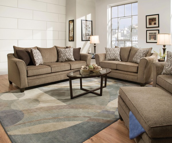 Simmons - Albany Pewter Stationary Sofa and Loveseat Set