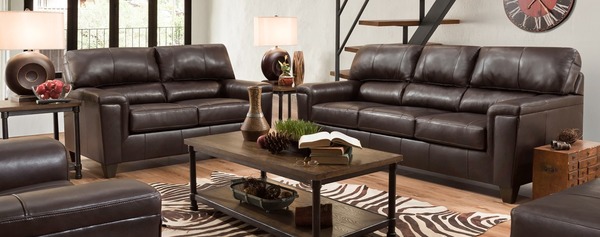 Lane Home Furnishings - Soft Touch Bark Stationary Sofa and Loveseat Set
