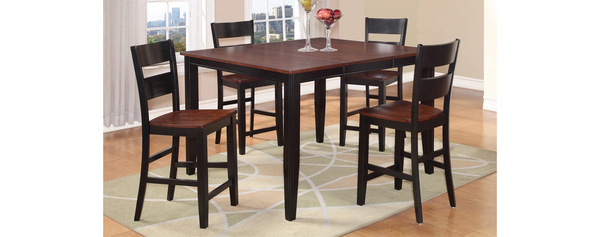 Awf Imports - Black & Cherry Dining Pub Table & 4 Chairs