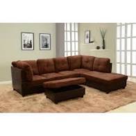 LivingEssentials - Convertible Brown Sectional Sofa-Chaise and Ott