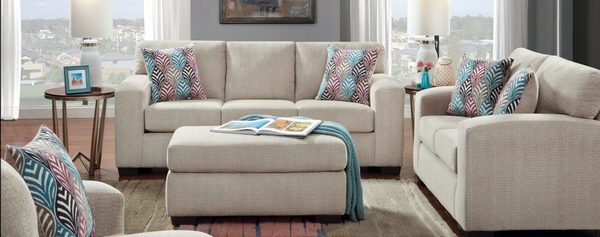 Affordable Furniture Manufacturing - Silverton Platinum Stationary Sofa and Loveseat