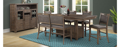 Awf Imports - Colorado Grey Dining Pub Table & 4 Chairs + Bench