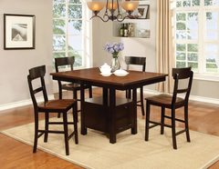 Awf Imports - Black and Cherry Dining Pub Table & 4 Chairs