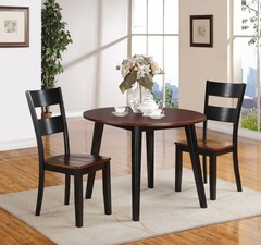 Awf Imports - Black & Cherry Drop Leaf Dining Table, 2 Chairs