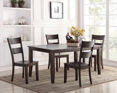 Awf Imports - Wirebrush Dark Oak Leg Dining Table, 4 Chairs