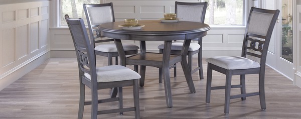 Awf Imports - Gia Gray Dining Table, 4 Chairs